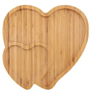 Double Hearts Carved Wood Charcuterie Board Snack Heart Jewelry Cheese Tray New